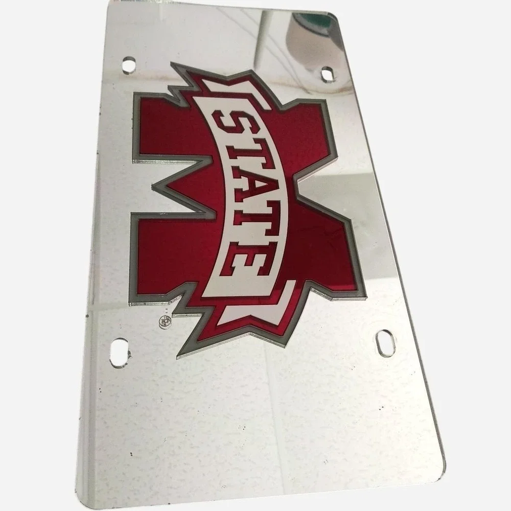 Acrylic Mirrored Mississippi State University License Plate Collegiate Official